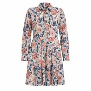 LIVRO Floral Cottagecore Mini Shirt Dress 100% Cotton XS